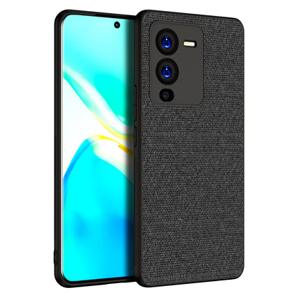 Mobizang Soft Full Fabric Protective Back Case Cover for Vivo V25 PRO (5G) (Black)