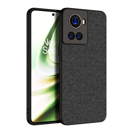 Soft Fabric Hybrid Protective Back Case Cover for Oneplus 10R (Black)