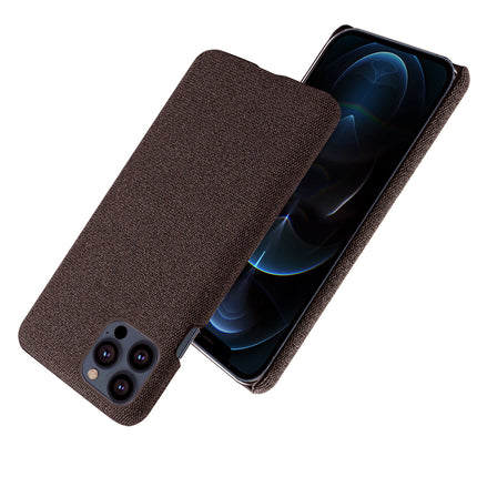 Mobizang Woven Soft Fabric Case for Apple iPhone 14 Pro Max Back Cover,Shock Protection Slim Hard Anti Slip Back Cover (Brown)