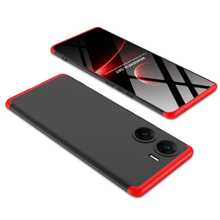 Mobizang Double Dip Full 360 Protection Back Case Cover for Vivo V29E (Red , Black)