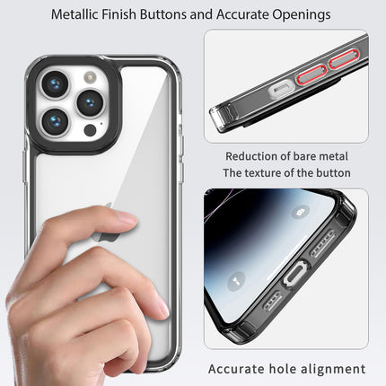 Mobizang Warrior Acrylic Clear Back Cover For Apple iPhone 15 Pro | Slim Shockproof [Military Grade Protection] Hybrid Bumper Case (Black Sides)