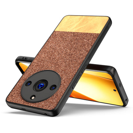 KAPA Soft Fabric & Leather Hybrid Protective Back Cover for Realme 11 PRO / 11 PRO + (PLUS) | Shockproof Slim Hard Anti Slip Back Case (Brown)