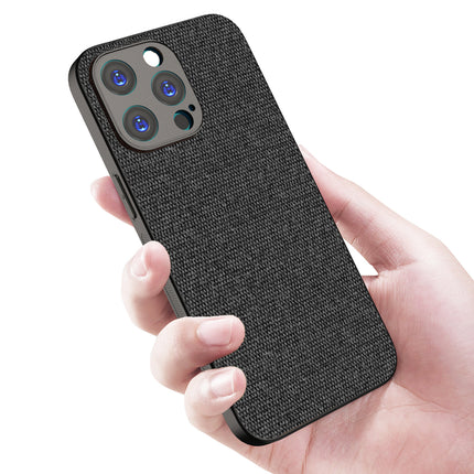 Mobizang Soft Full Fabric Protective Back Case Cover for Apple iPhone 15 Pro | Shockproof Slim Hard Anti Slip Back Case (Black)