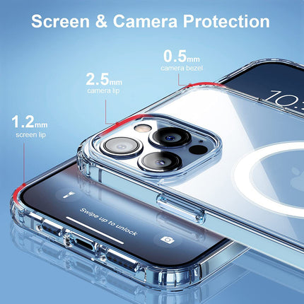 Mag Back Cover for iPhone 13 Pro (6.1 inch) , Clear Magnetic Case Compatible with Magsafe , Slim Shockproof  Hard Back Cover Soft Edges