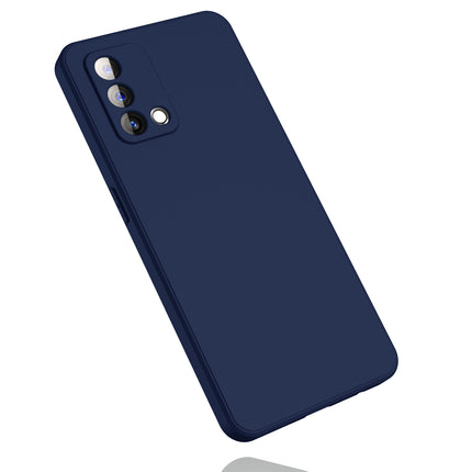 Matte Lens Protective Back Cover for Oppo F19 , Slim Silicone with Soft Lining Shockproof Flexible Full Body Bumper Case , Blue