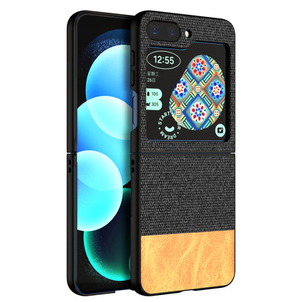 KAPA Soft Fabric & Leather Hybrid Protective Back Cover for Samsung Galaxy Z Flip 5 | Shockproof Slim Hard Anti Slip Back Case (Black , Brown)