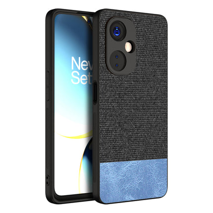 Mobizang Soft Fabric & Leather Hybrid Protective Case Cover for OnePlus Nord CE 3 Lite | Shockproof Slim Hard Anti Slip Back Case (Black,Blue)