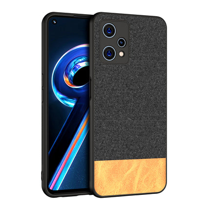 Soft Fabric & Leather Hybrid Protective Case Cover for Realme 9 Pro Plus (Black ,Brown)
