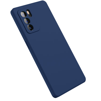 Matte Lens Protective Back Cover for Oppo Reno 6 Pro (5G) , Slim Silicone with Soft Lining Shockproof Flexible Full Body Bumper Case , Blue
