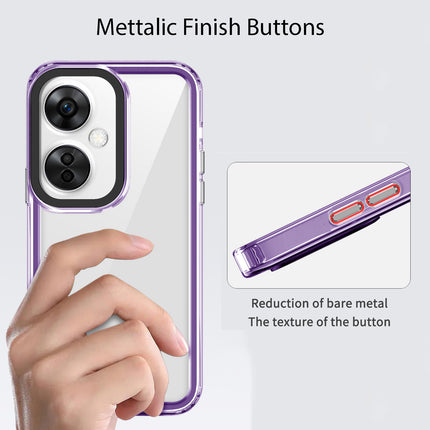Mobizang Warrior Acrylic Clear Back Cover For OnePlus Nord CE 3 LITE | Slim Shockproof [Military Grade Protection] Hybrid Bumper Case (Purple Sides)