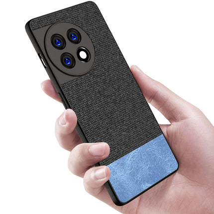 Mobizang Soft Fabric & Leather Hybrid for OnePlus 11R Back Cover | Shockproof Hybrid Slim Hard Anti Slip Back Case (Black, Blue)