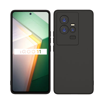 Mobizang Matte Protective Lens Flexible Back Cover for IQOO 11 (5G) | Slim Silicone with Soft Lining Shockproof Full Body Bumper Case (Black)