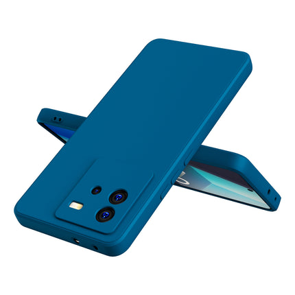 Mobizang Matte Lens Protective Shockproof Flexible Back Cover for IQOO Neo 6 (5G) ,Slim Silicone with Soft Lining Shockproof Flexible Full Body Bumper Case (Blue)