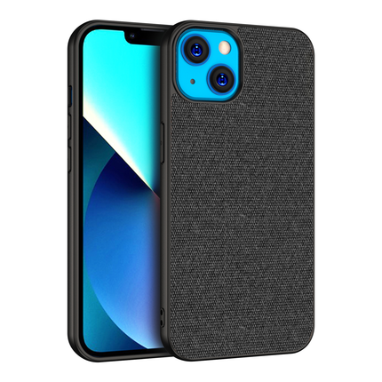 Soft Fabric Hybrid Protective Back Case Cover for Apple iPhone 13 (Black)