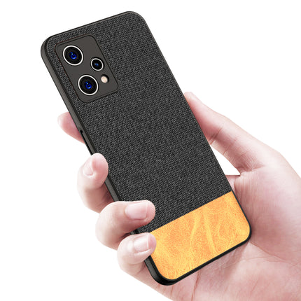 Soft Fabric & Leather Hybrid Protective Case Cover for Realme 9 Pro Plus (Black ,Brown)