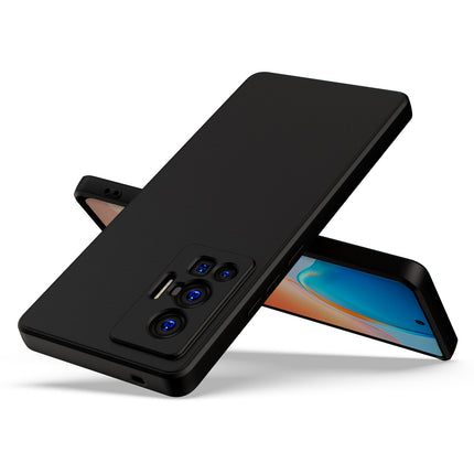 Matte Lens Protective Back Cover for Vivo X70 Pro , Slim Silicone with Soft Lining Shockproof Flexible Full Body Bumper Case (Black)