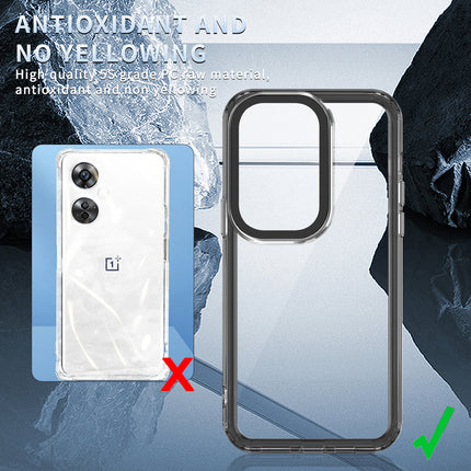 Mobizang Warrior Acrylic Clear Back Cover For OnePlus Nord CE 3 LITE | Slim Shockproof [Military Grade Protection] Hybrid Bumper Case (Black Sides)