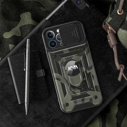 Tank Back Cover for Apple iPhone 12 Pro Max (6.7) , Inbuilt Ring & Slider [Military Grade Protection] Shockproof Lens Protection Case (Black)