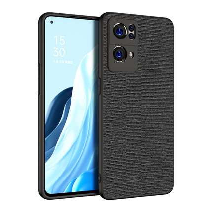 Soft Fabric Hybrid for Oppo Reno 7 Pro (5G) Back Cover, Shockproof Protection Slim Hard Back Case (Black)