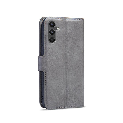 Mobizang Prime Slim Magnetic Flip Cover for Samsung Galaxy A34 | PU Leather Shockproof Folio Case with Card Holders RFID Blocking Kickstand (Grey)