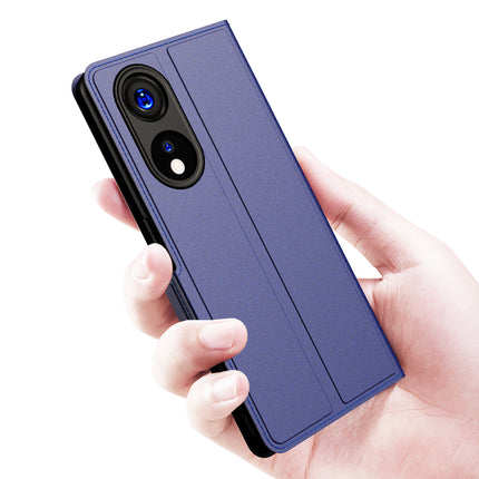 Mobizang Noble Slim Magnetic Leather Flip Case Cover for Oppo Reno 8T (5G) | Card Holder Stand Leather Flip Wallet Case (Blue)