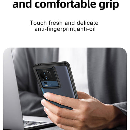 Mobizang Shield Frosted Acrylic Back Shock Proof Case Cover for Iqoo Neo 7 (Black)