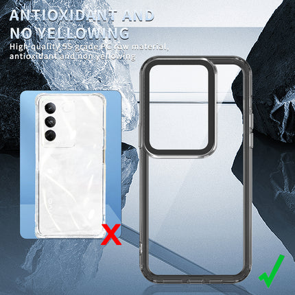 Mobizang Warrior Acrylic Clear Back Cover For Vivo V27 (5G) / Vivo V27 PRO (5G) | Slim Shockproof [Military Grade Protection] Hybrid Bumper Case (Black Sides)
