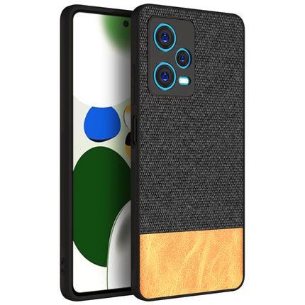 Mobizang Soft Fabric & Leather Hybrid for Redmi Note 12 Pro Back Cover | Shockproof Hybrid Slim Hard Anti Slip Back Case (Black , Brown)