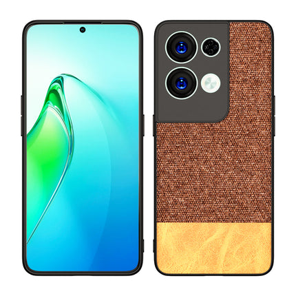 Mobizang Soft Fabric & Leather Hybrid Protective Back Case Cover for Oppo Reno 8 PRO (5G) (Brown)