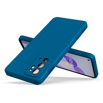 Matte Lens Protective Back Cover for OnePlus 9RT , Slim Silicone with Soft Lining Shockproof Flexible Full Body Bumper Case (Blue)