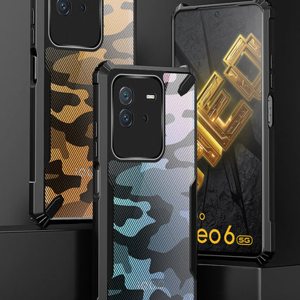 Mobizang Bull Camouflage Back Cover for IQOO Neo 6 (5G) , [Military Grade Protection] Shock Proof Slim Hybrid Bumper Case (Black)