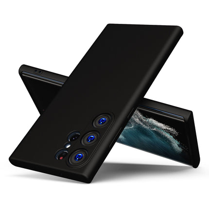 Mobizang Matte Protective Lens Flexible Back Cover for Samsung Galaxy S23 Ultra , Slim Silicone with Soft Lining Shockproof Full Body Bumper Case (Black)