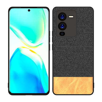 Mobizang Soft Fabric & Leather Hybrid Protective Case Cover for Vivo V25 PRO (5G) (Black,Brown)