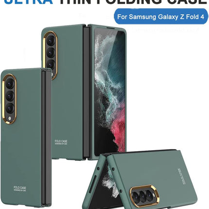 Mobizang Ultra Thin PC Case with Golden Lens Ring for Galaxy Z Fold4 - Green