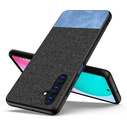 KAPA Soft Fabric & Leather Hybrid Protective Back Cover for Samsung Galaxy F54 | Shockproof Slim Hard Anti Slip Back Case (Black , Blue)