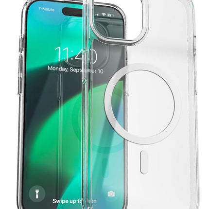 Mobizang Clear Magnetic Back Cover for Apple iPhone 15 Pro , Compatible with MagSafe | [Military Grade Protection] Shock Proof Slim Hybrid Bumper Case