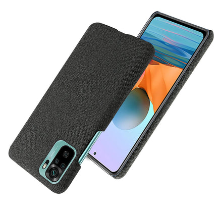 Woven Soft Fabric Case for Xiaomi Redmi Note 10 /  Note 10S Back Cover, Shock Protection Slim Hard Anti Slip Back Cover (Black)