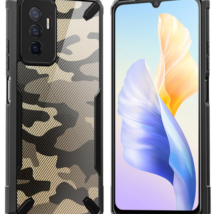 Mobizang Bull Camouflage Back Cover for Vivo V23E (5G), Shockproof Slim Hybrid Clear Case (Black)