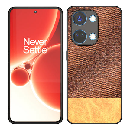 Mobizang Soft Fabric & Leather Hybrid Protective Back Cover for Oneplus Nord 3 | Shockproof Slim Hard Anti Slip Back Case (Brown)