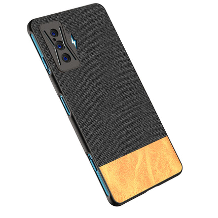 Soft Fabric & Leather Hybrid Protective Case Cover for Redmi K50 Gaming Edition (Black ,Brown)