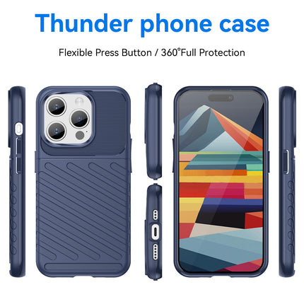 Mobizang Thunder Protective Flexible Back Cover for Apple iPhone 15 Pro | Slim Anti Slip Rugged TPU Shockproof Full Body Bumper Case (Blue)