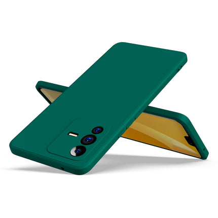 Matte Lens Protective Back Cover for Vivo V23 , Slim Silicone with Soft Lining Shockproof Flexible Full Body Bumper Case (Green)