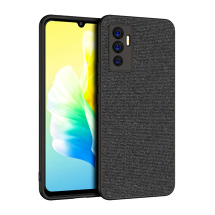 Soft Fabric Hybrid Protective Back Case Cover for Vivo V23E (Black)