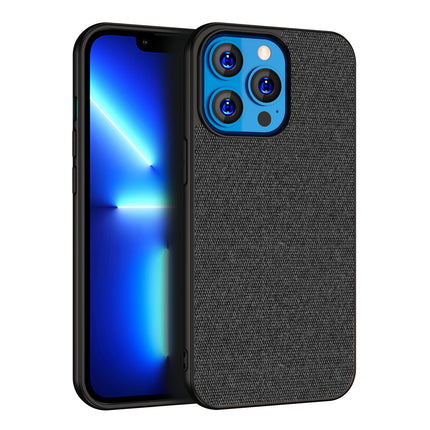 Mobizang Soft Fabric Hybrid Protective Back Case Cover for Apple iPhone 14 Pro (Black)