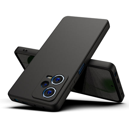 Mobizang Matte Protective Lens Flexible Back Cover for Redmi Note 12 Pro Plus , Slim Silicone with Soft Lining Shockproof Full Body Bumper Case (Black)