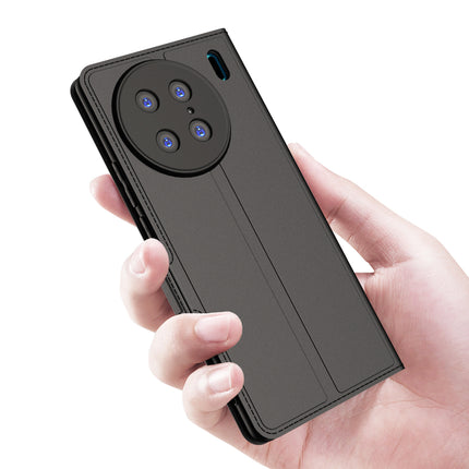 Mobizang Noble Slim Magnetic Leather Flip Case Cover for Vivo X90 PRO (5G) | Card Holder Stand Leather Flip Wallet Case (Black)