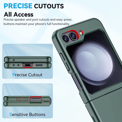 Mobizang Ultra Thin Back Case for Samsung Galaxy Z Flip 5 with Inbuilt Glass | Full Body Protection Hard Back Cover , Green