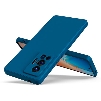 Matte Lens Protective Back Cover for Vivo X70 Pro , Slim Silicone with Soft Lining Shockproof Flexible Full Body Bumper Case (Blue)