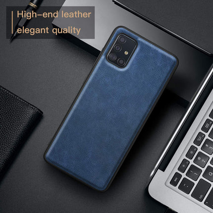 Tux Back Case For Samsung Galaxy A51 , Slim Leather Case with Soft Edge Shockproof Back Cover (Blue)