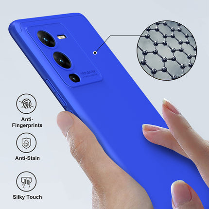 Mobizang Double Dip Full 360 Protection Back Case Cover for Vivo V25 PRO (5G) (Blue)
